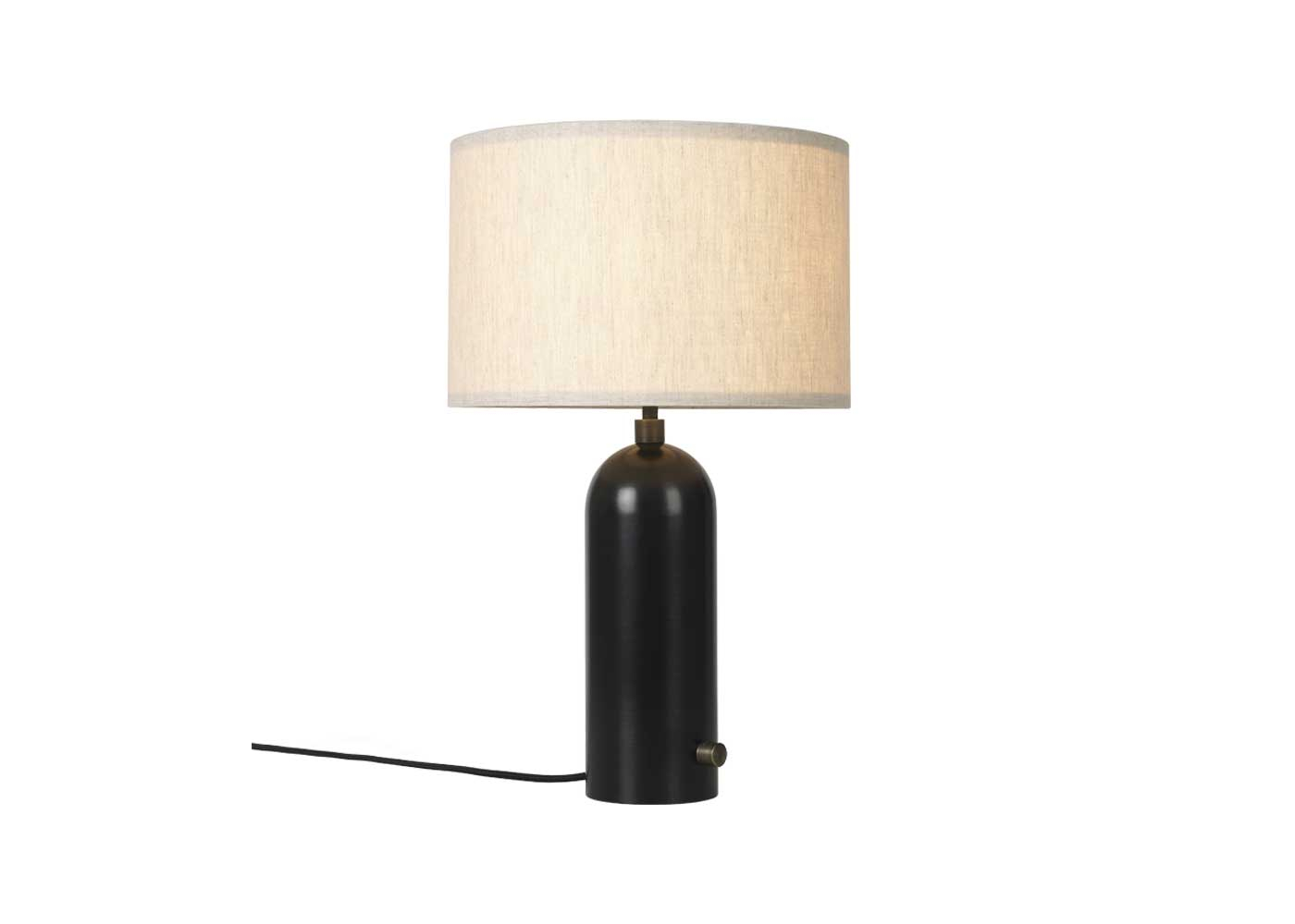 Gubi Gravity Table Lamp Small Blackened Steel Base Canvas Shade