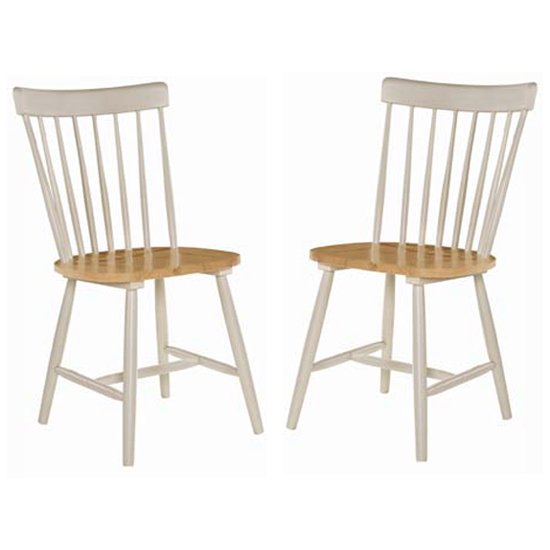 Rotanev Stone Grey And Oak Dining Chairs In Pair