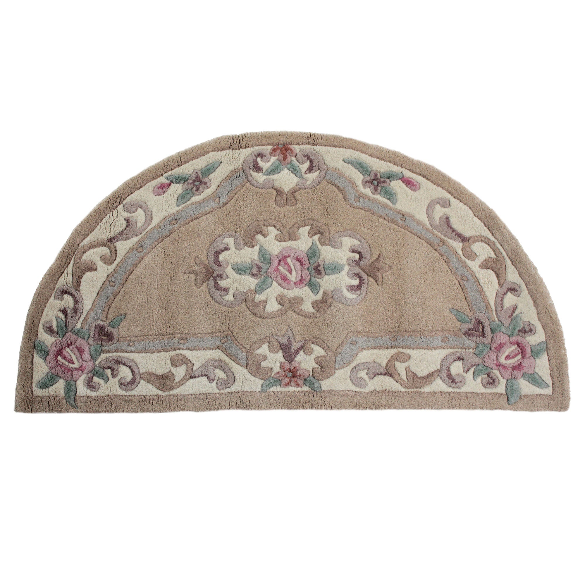 Lotus Premium Aubusson Half Circle Rug Biscuit (Brown)