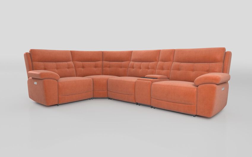 Orange Fabric Belford 1 Corner 3 Sofa with Media Console