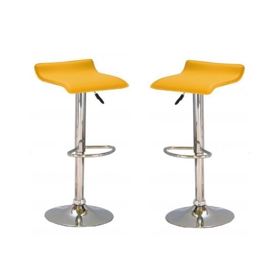 Stratos Bar Stool In Yellow PVC and Chrome Base In A Pair