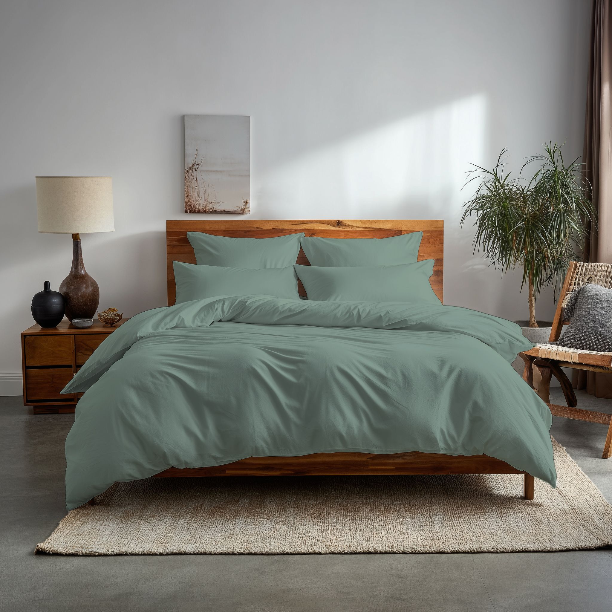 Snug City Plain Dyed Easy Care Polycotton Duvet Cover & Pillowcase/s Set Bed Linen in Duck Egg Blue