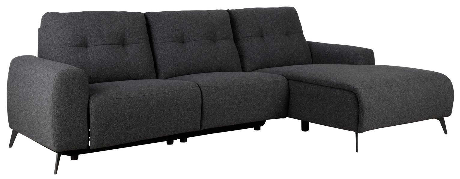 Habitat Ghost Right Corner Fabric Recliner Sofa - Charcoal