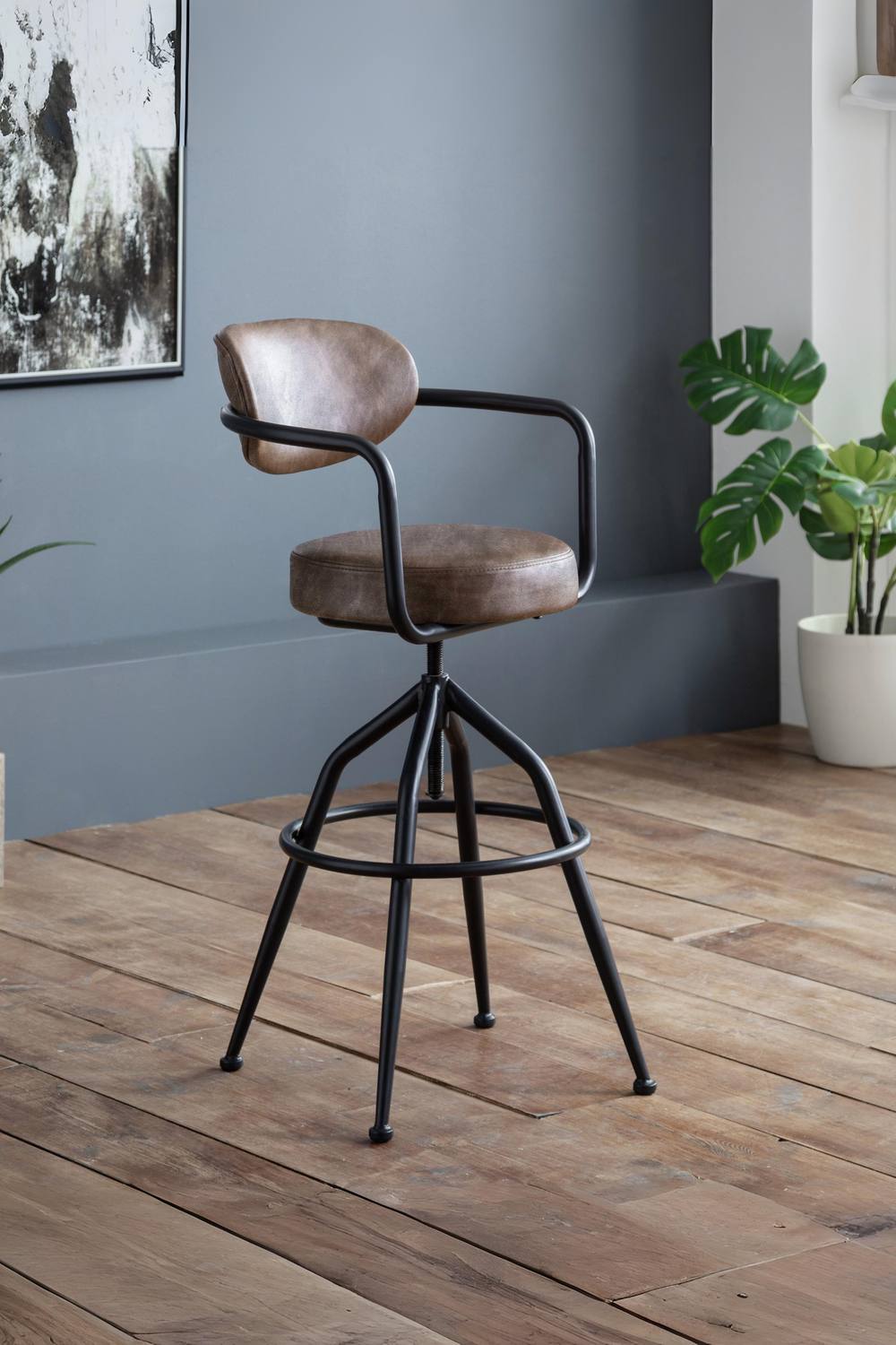 Julian Bowen Barbican Upholstered Bar Stool in Brown