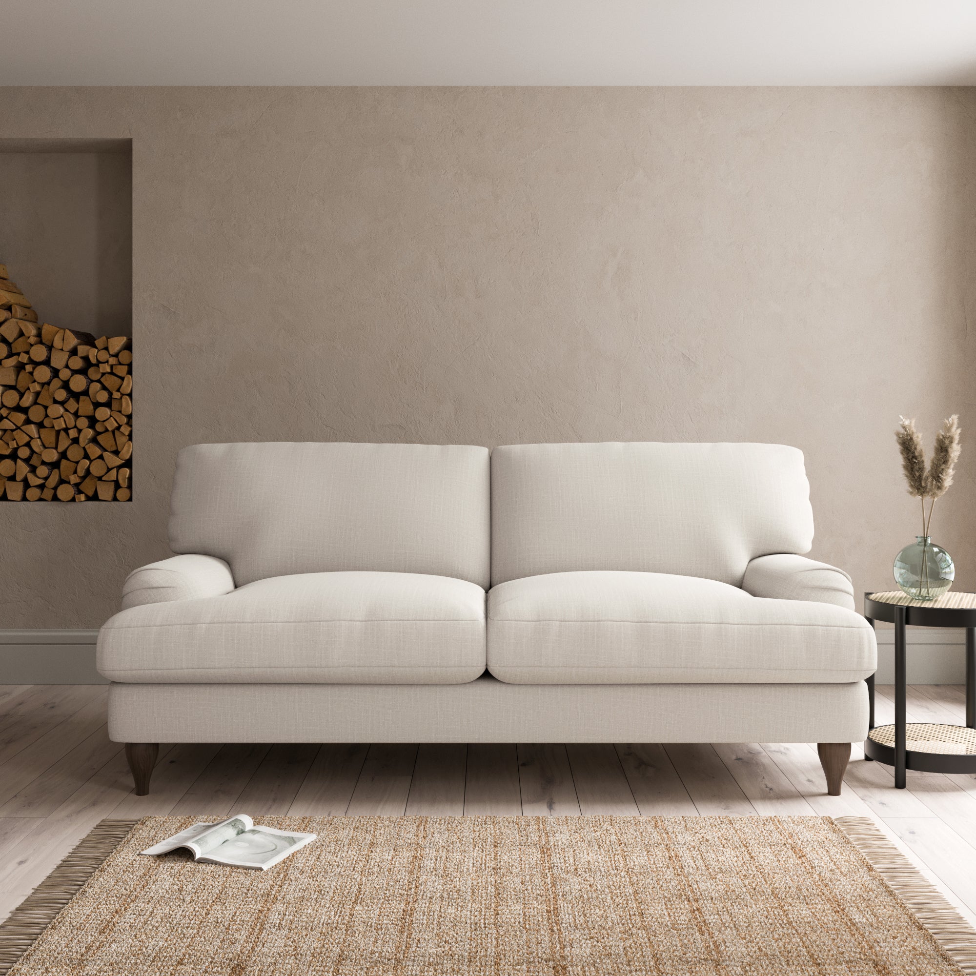Darwin Slub Cotton Blend 3 Seater Sofa Brown