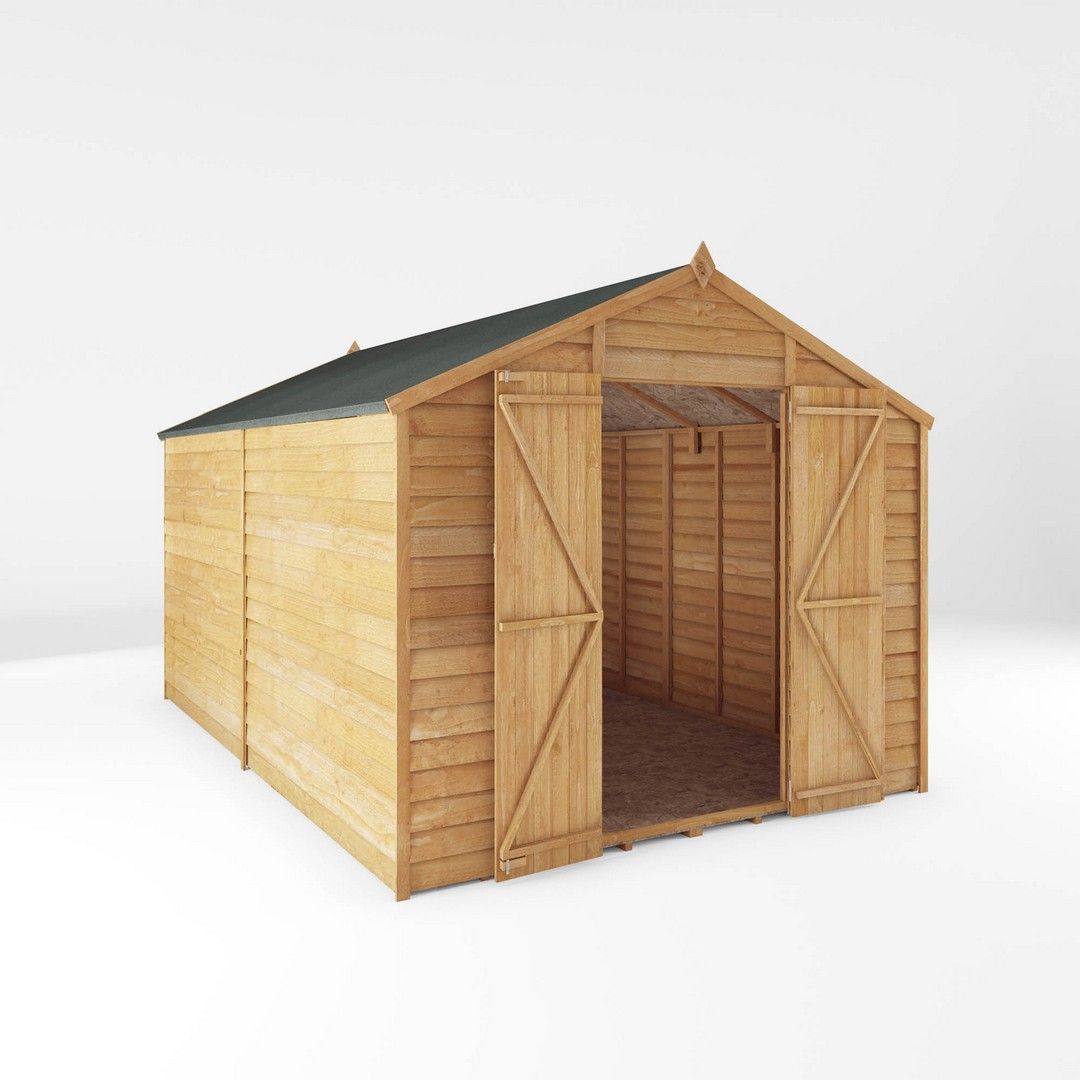 Mercia 12 x 8 Feet Overlap Apex Windowless Shed - L357 x W248.4 x H211.8 cm in Brown 2