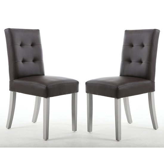 Artois Dining Chair In Brown Matt Bonded Leather With Grey Legs