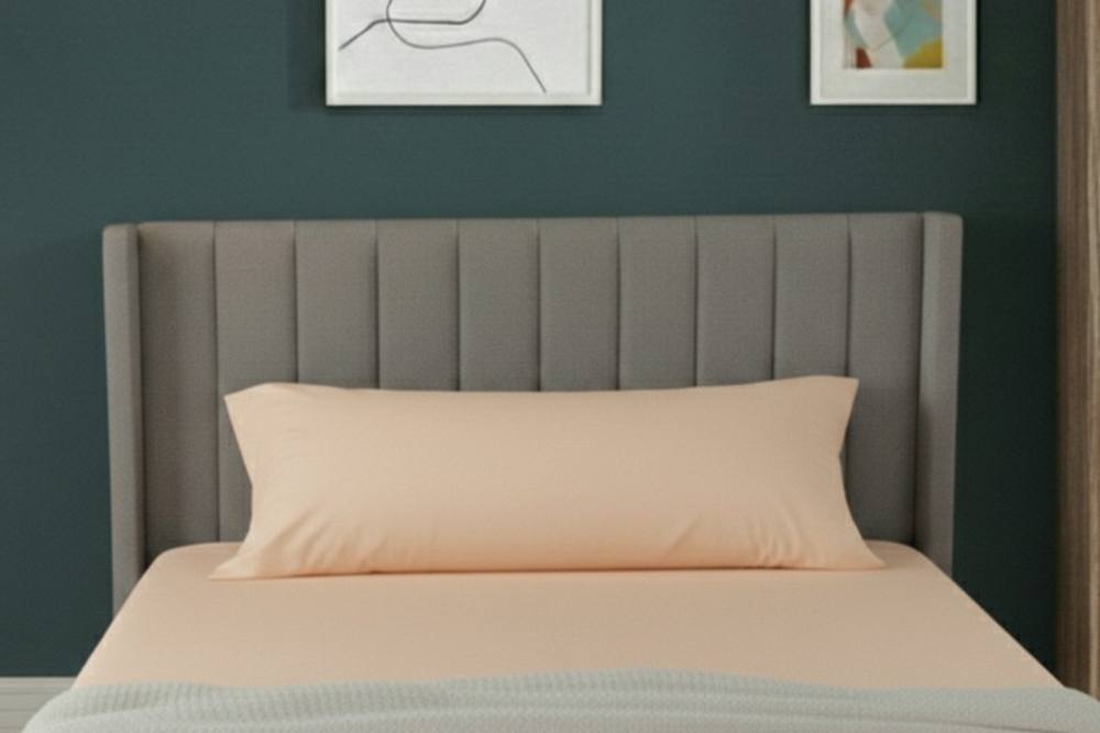 Snug City Bolster Support Pillow Pillowcase Plain Dyed Pillow Linen Easy Care in Peach