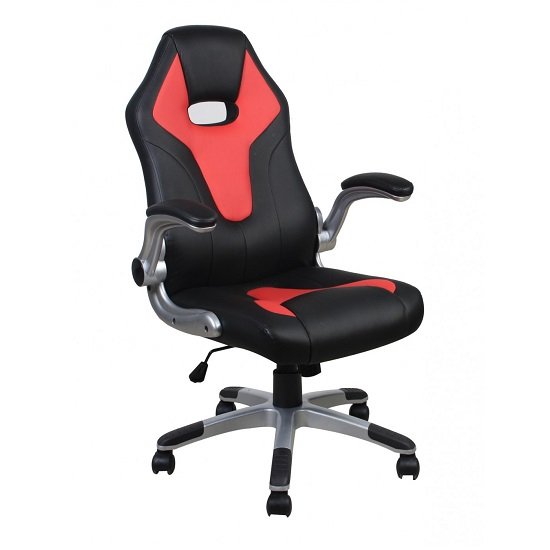 Ferry Stylish Faux Leather Office Chair In Red And Black