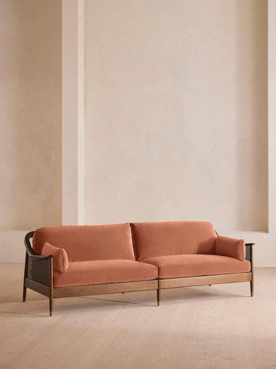 Atlanta Four Seater Sofa, Velvet, Antique Rose