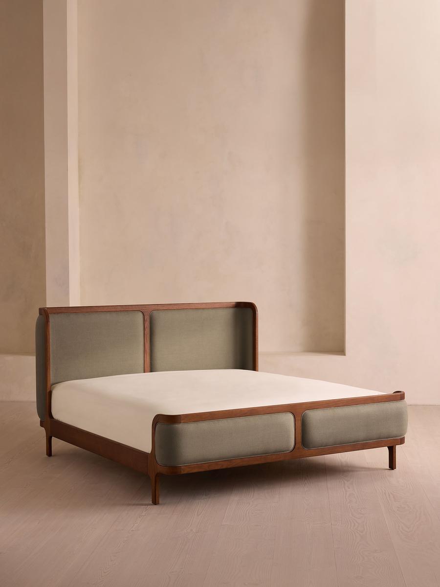 Belsa Bed, Emperor, Linen, Mushroom