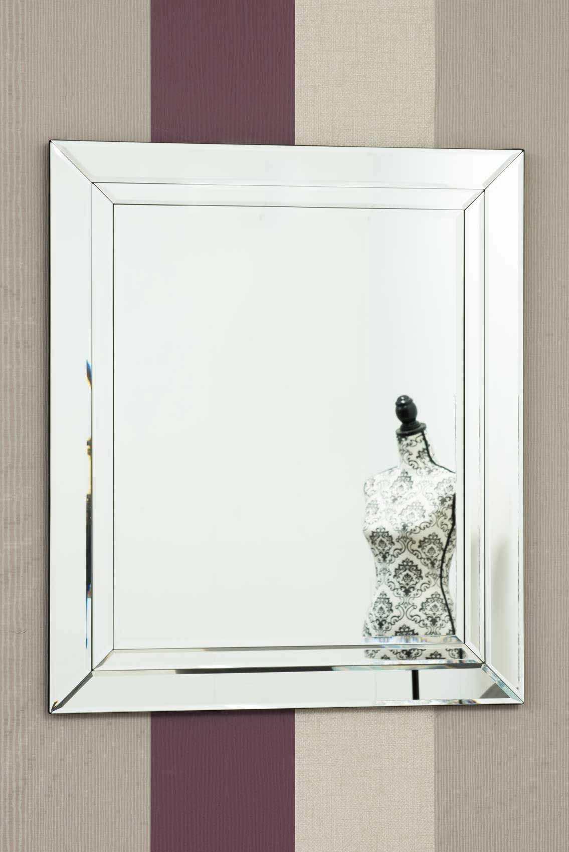 MirrorOutlet Cranbury All Glass Mirror 68 x 58 CM in Silver