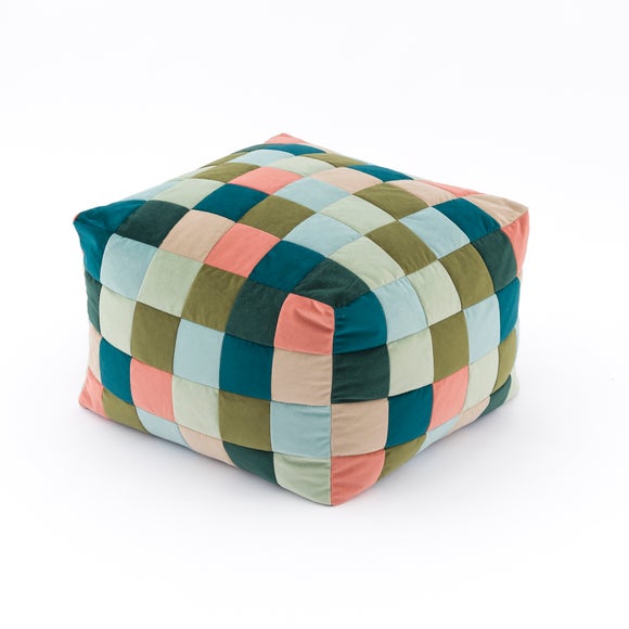 Eliza Patchwork Cube Pouffe