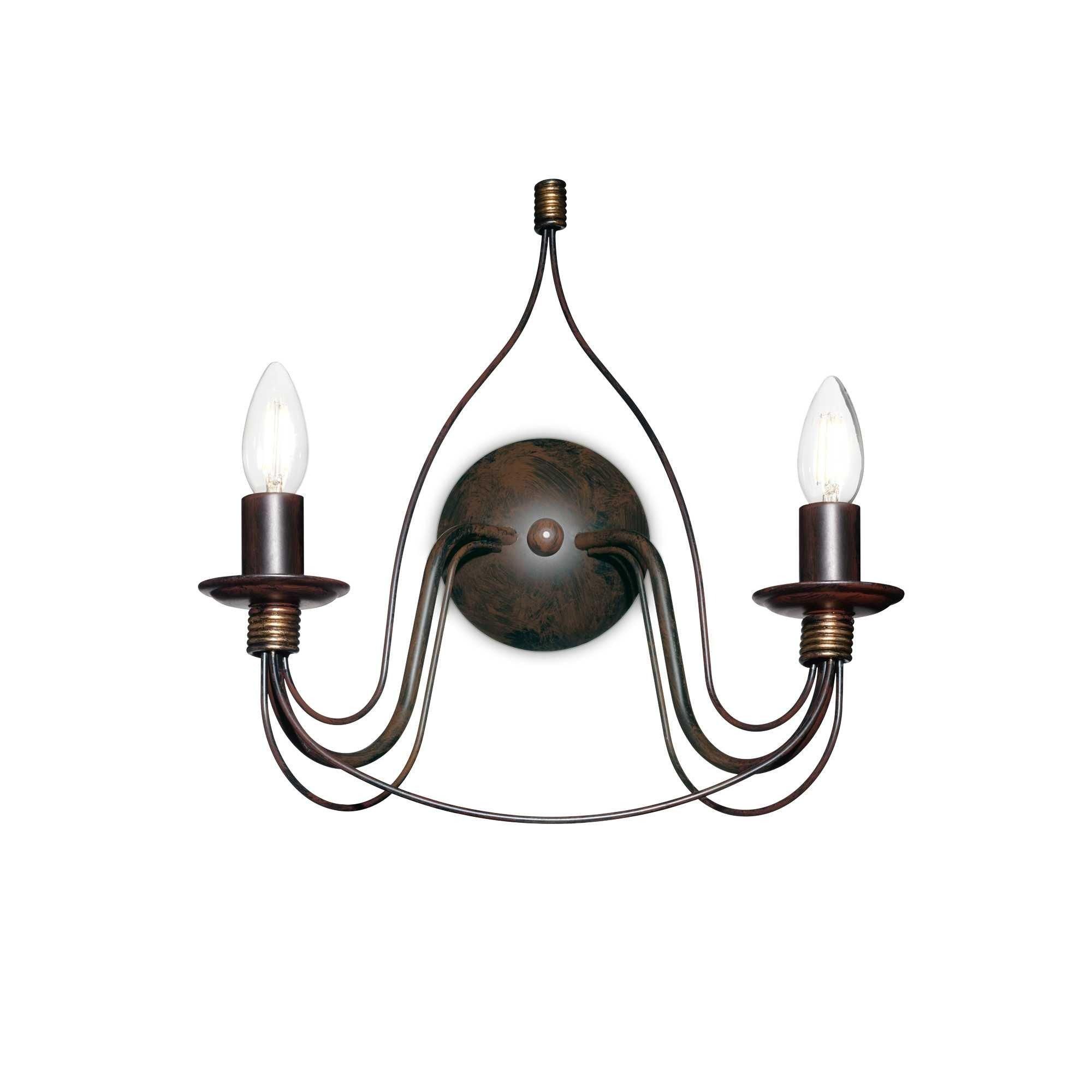 Netlighting Corte 2 Light Indoor Candle Wall Light Rust Brown E14