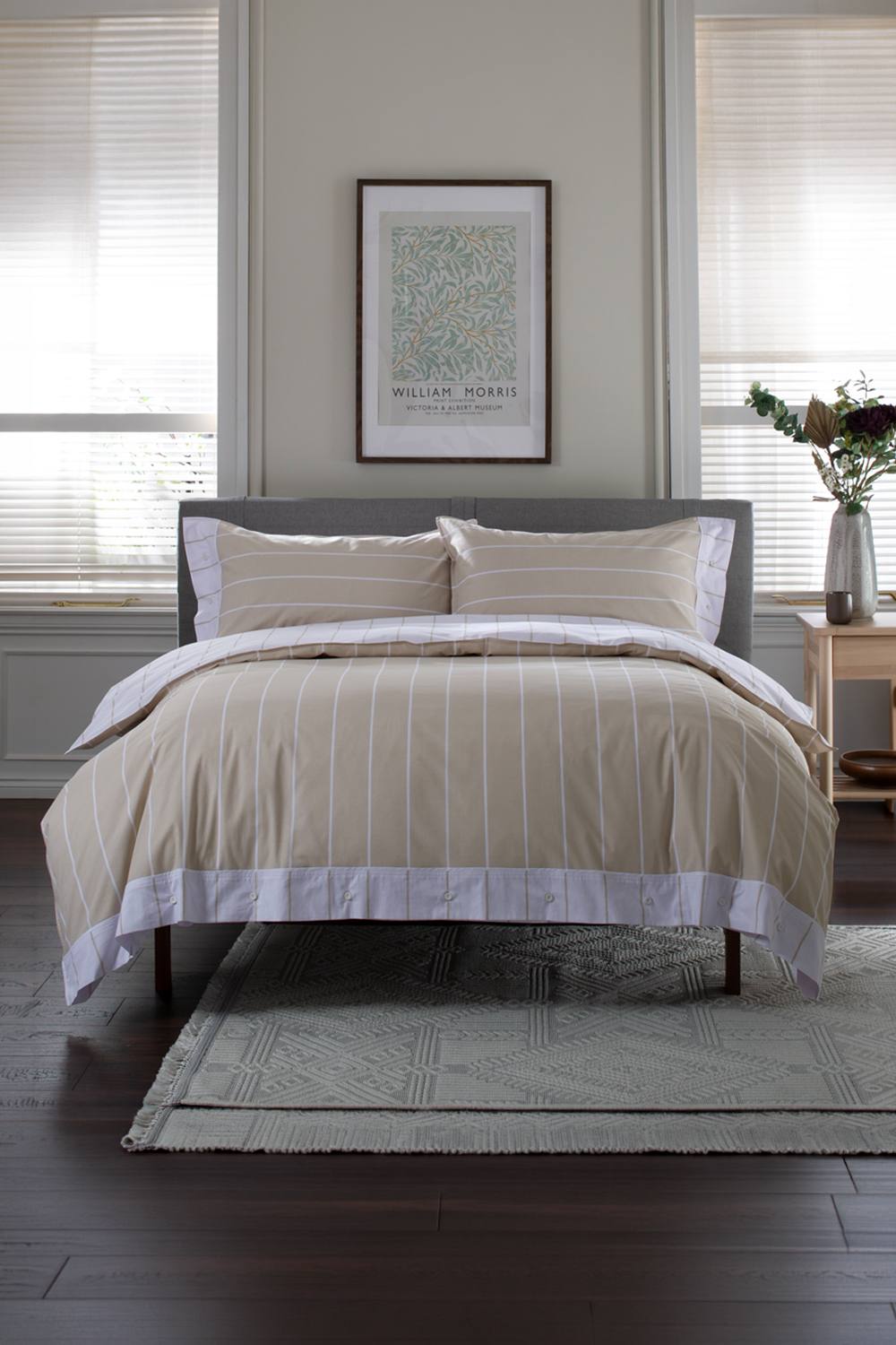 The Lyndon Company Next Level 100% Duvet Cover Set with Cuff Detailing in Beige