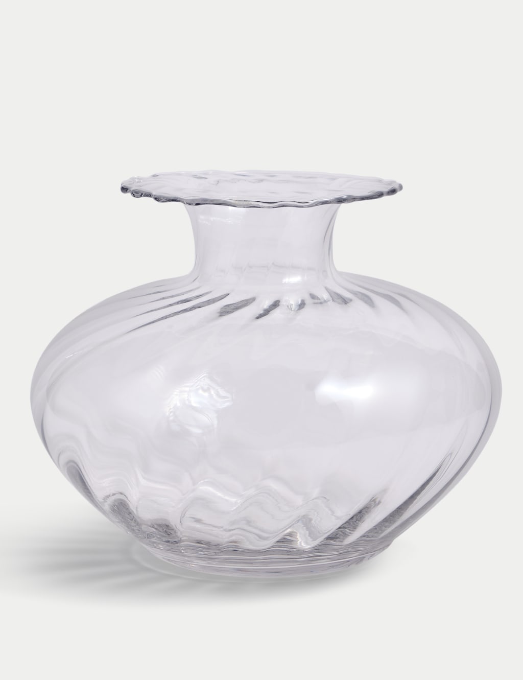 M&S Medium Textured Scallop Glass Vase Clear