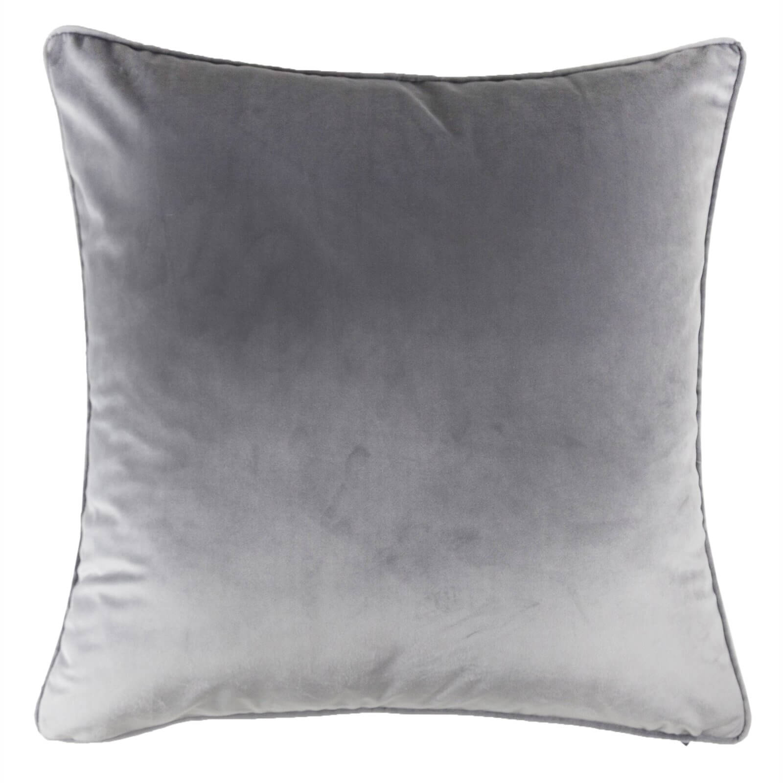 Large Plain Velvet Cushion - Light Grey - 58x58cm