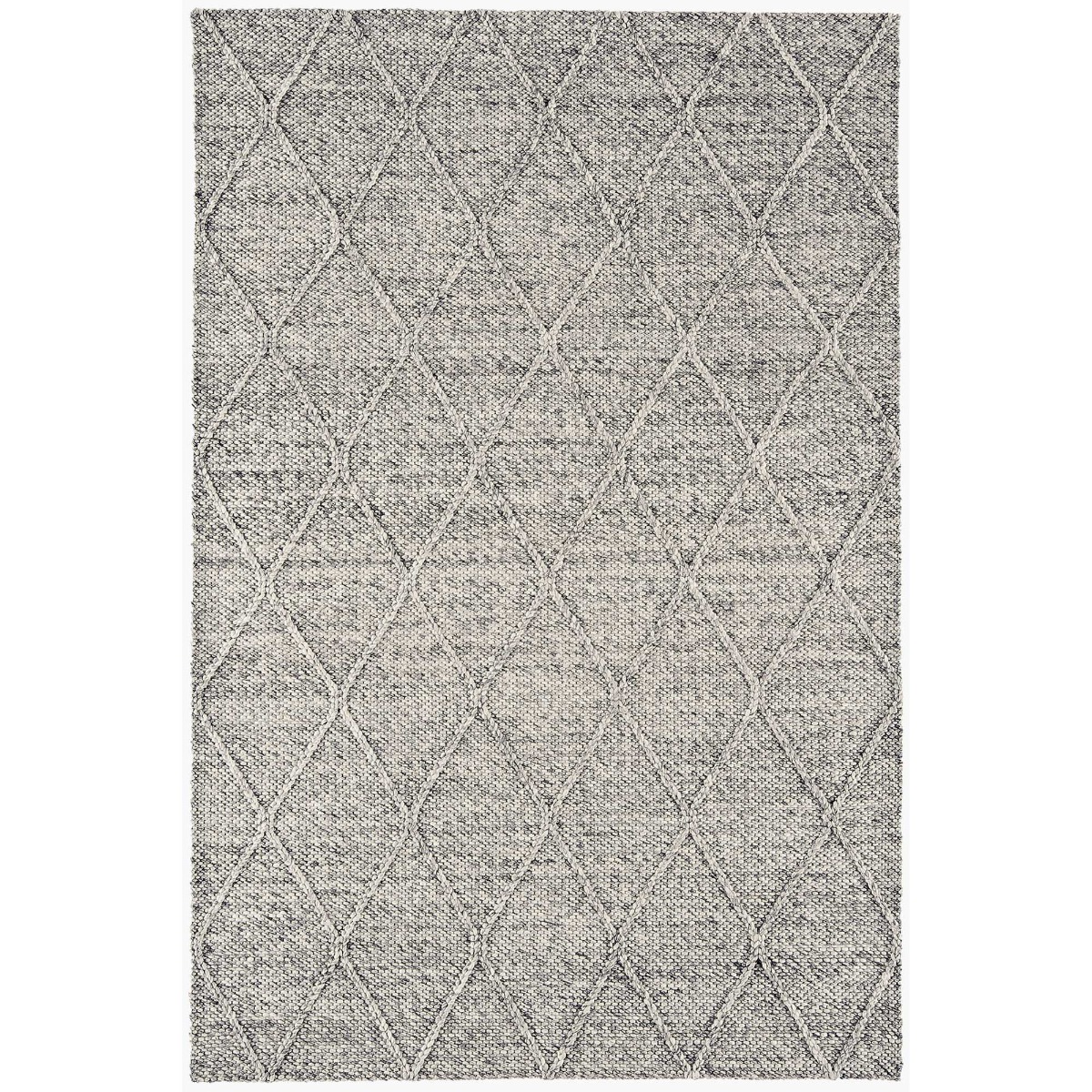 Flori Diamond Grey Marl 160x230cm Rug, Square Wool Blend | W160cm | Barker & Stonehouse