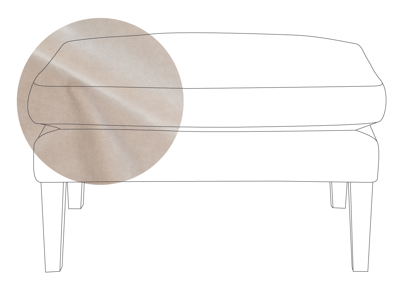 Heal's Wallis Ottoman Varese Velvet Dove Natural Feet