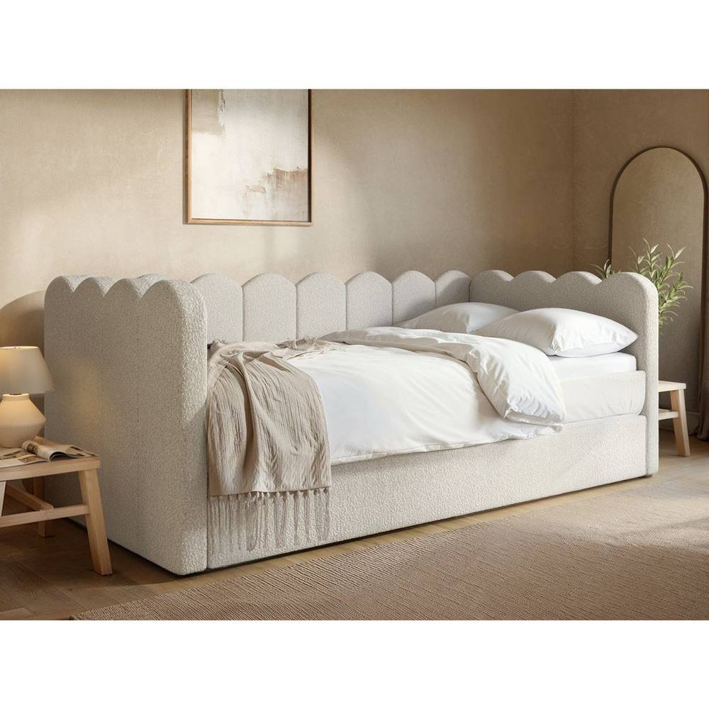 Flair Esme Cloud Fabric Day Bed with Trundle in Beige