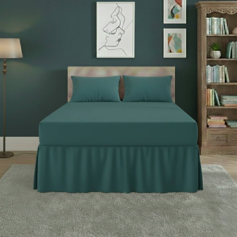 Snug City Fitted Valance Bed Sheet Polycotton Mattress Cover & Frill Easy Care in Teal