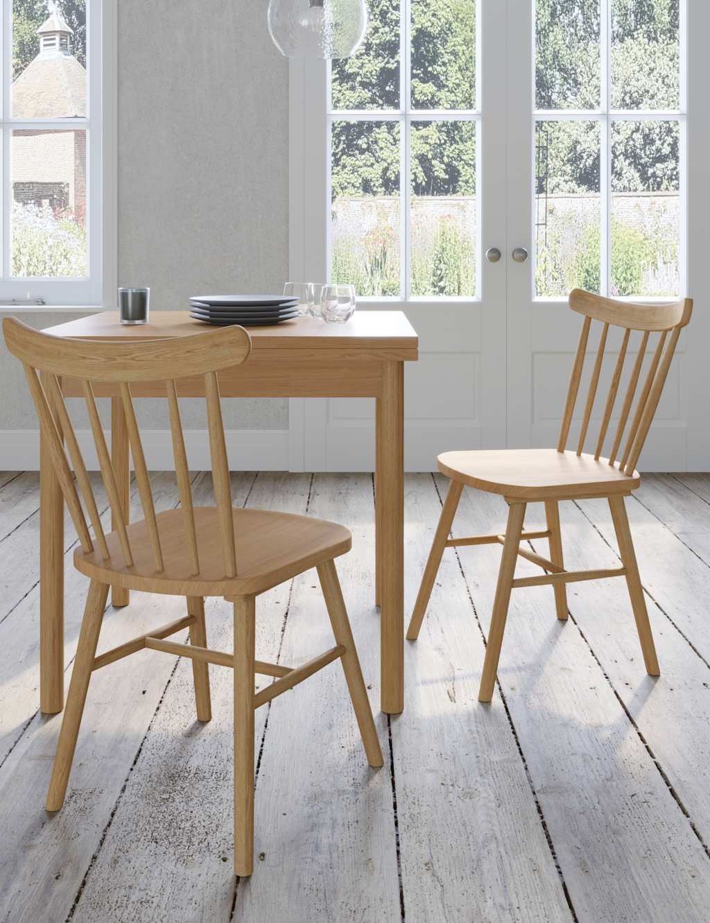 Gallery Direct Set of 2 Spindle Dining Chairs Natural