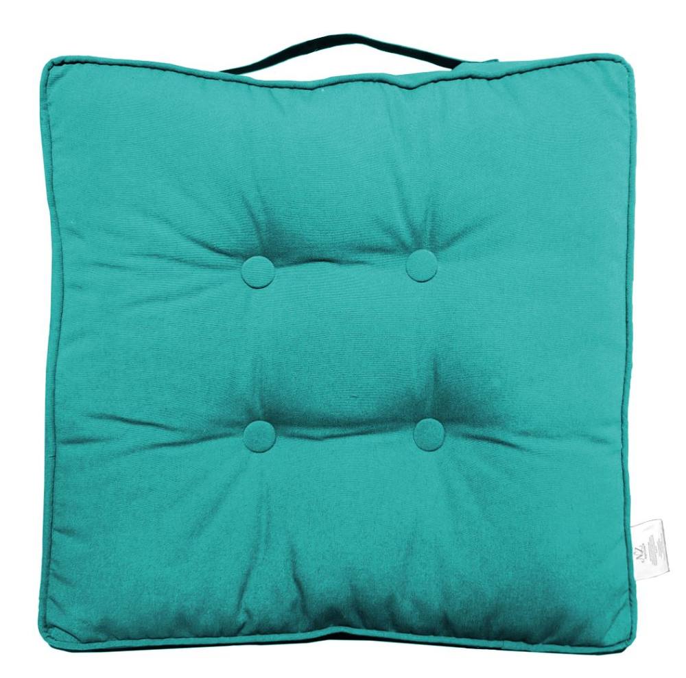 Homes-Linen Booster Seat Cushion Pad 45x45cm Thick Cotton Filled Chair Cushion in Teal