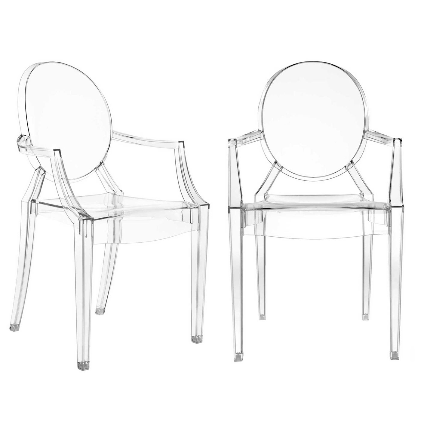Pair of Kartell Louis Ghost Stackable Armchair, Crystal