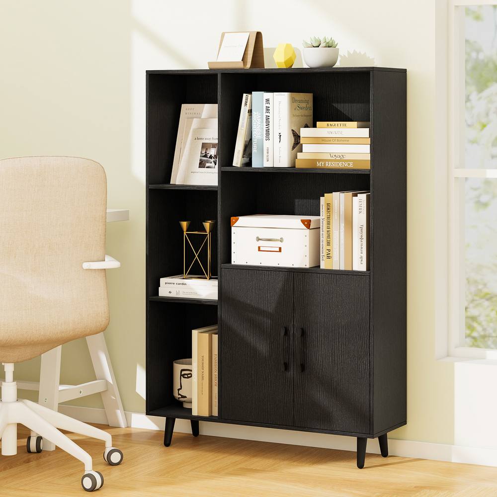 Costway Bookcase 119 cm Floor Bookshelf w/ 5 Open Compartments in Black