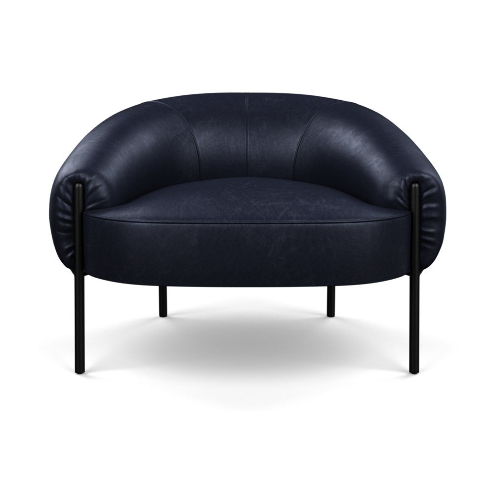 Heal's Isola Armchair Leather Stonewash Black 263 Black Feet