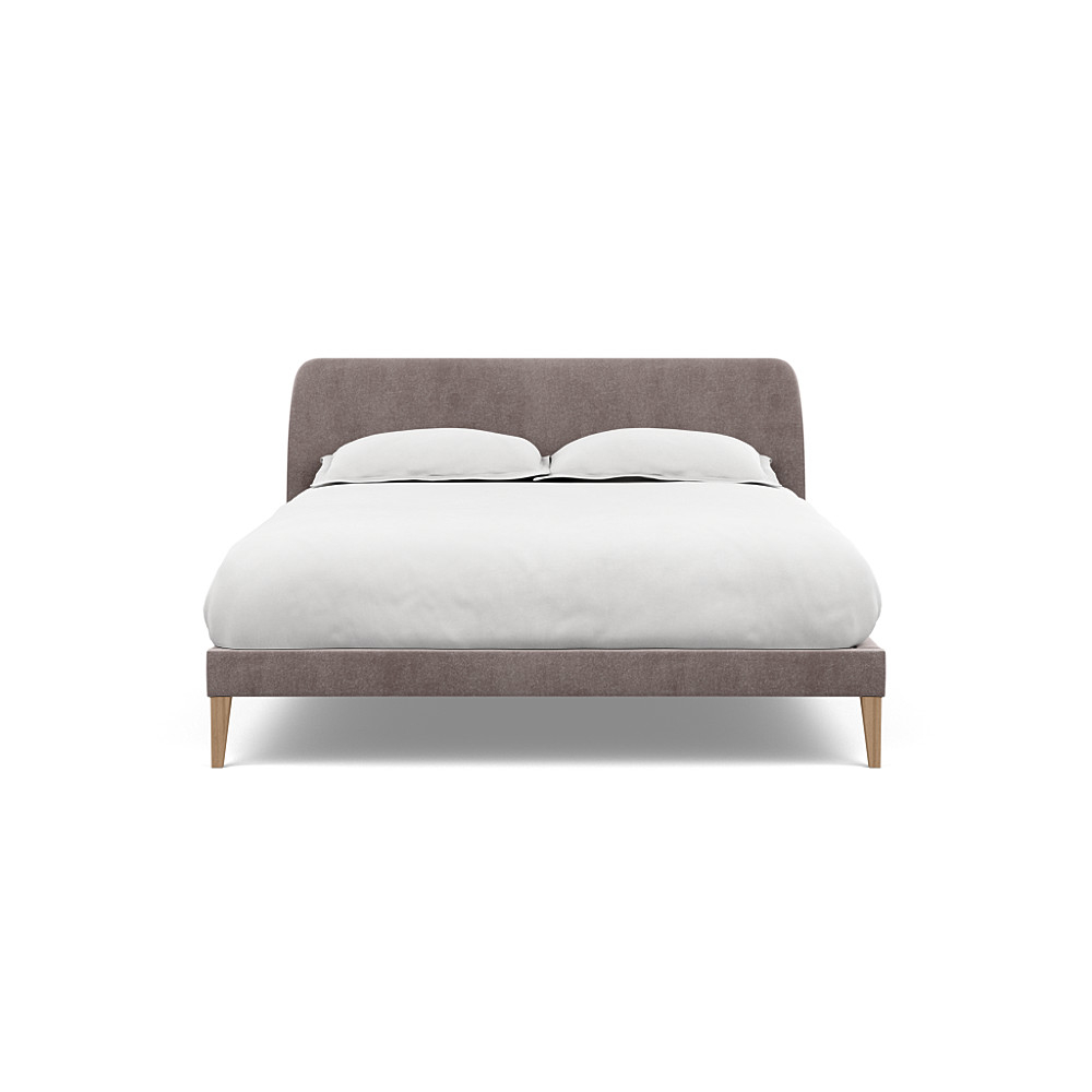Heal's Wallis Bedstead King Smart Luxe Velvet Mushroom Walnut Feet