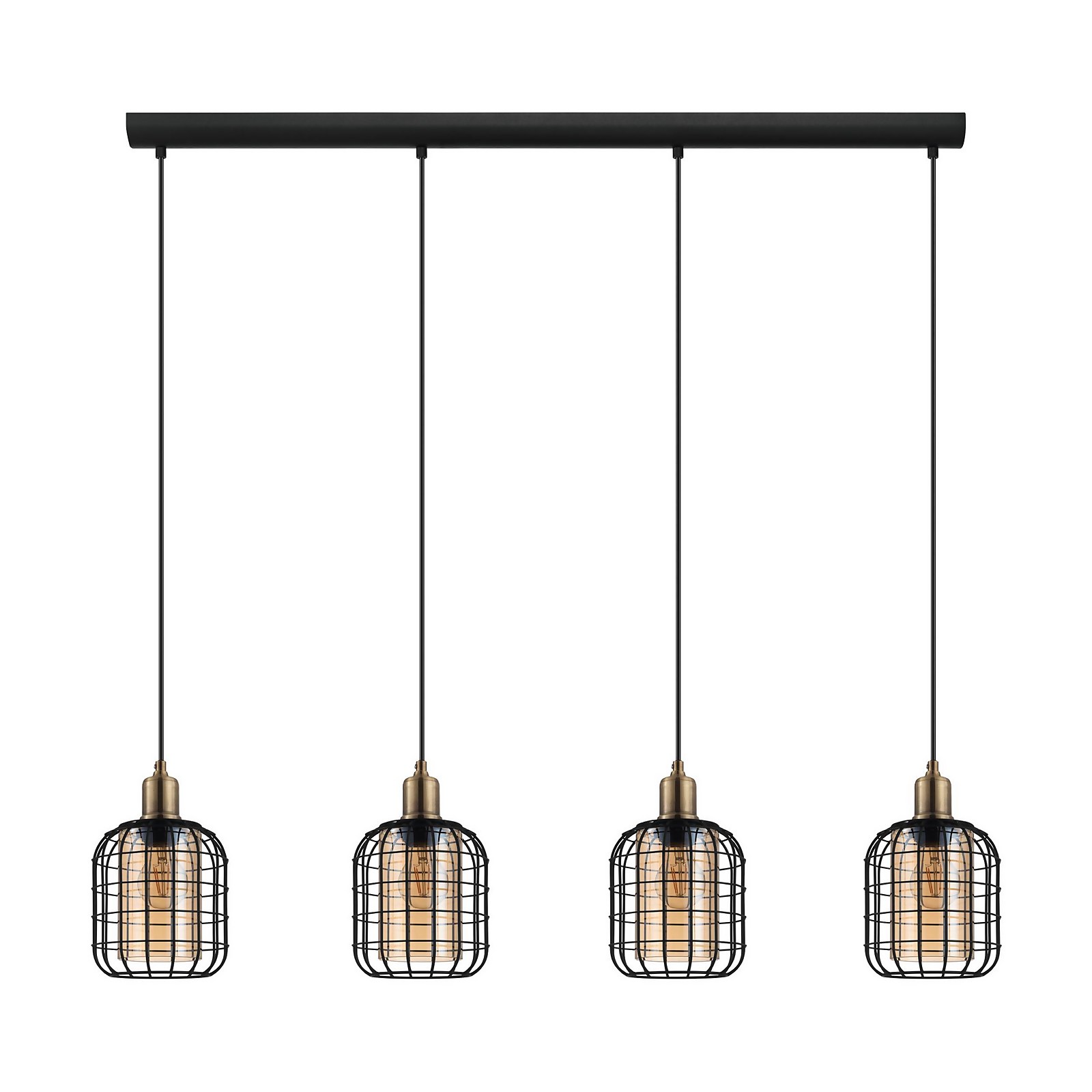 EGLO Chisle Amber Caged 4L Pendant Light