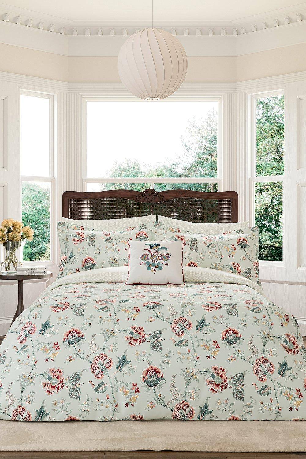 V & A 'Palampore Trail' Cotton Percale Duvet Cover Set in Duck Egg Blue