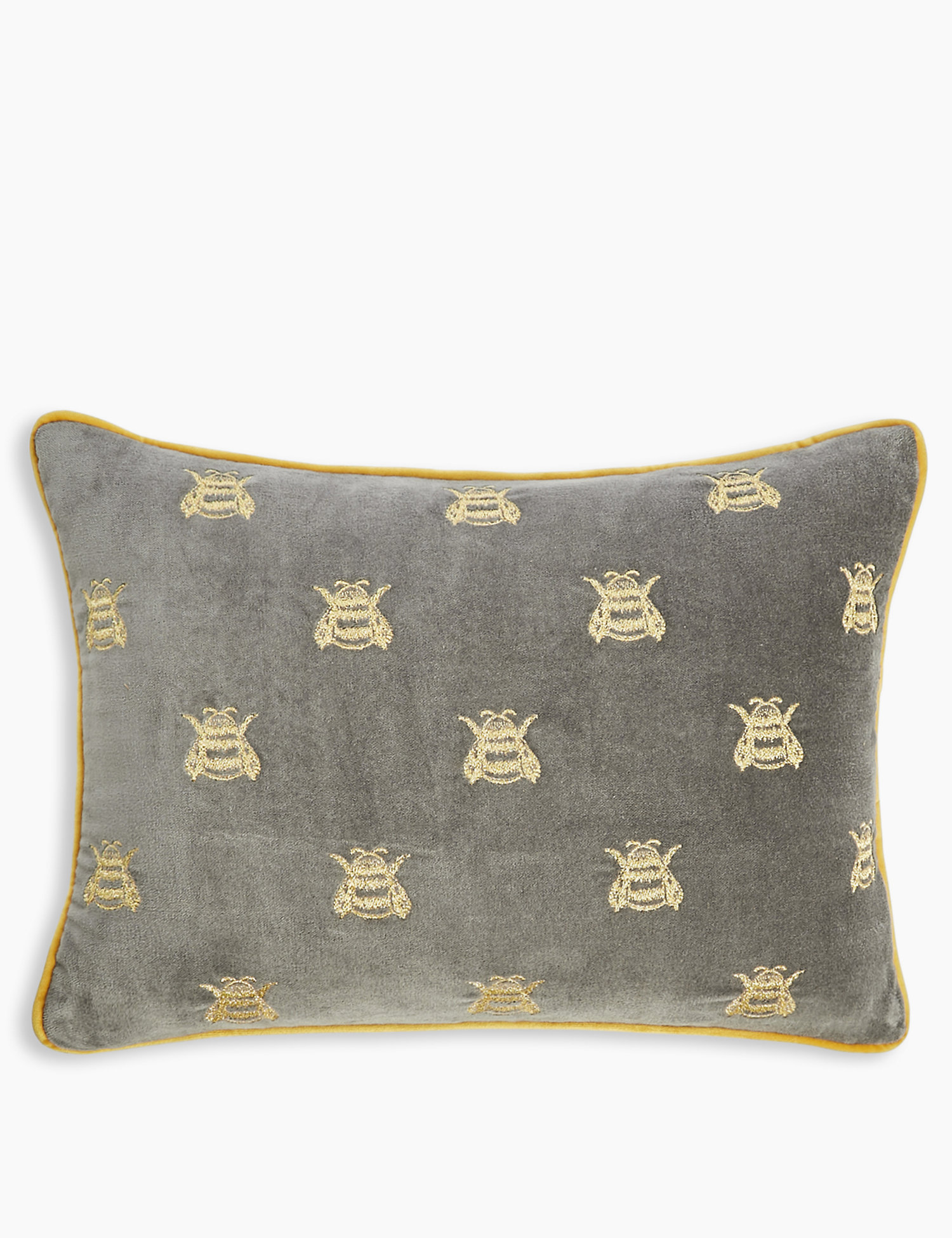 M&S Pure Cotton Velvet Bee Bolster Cushion