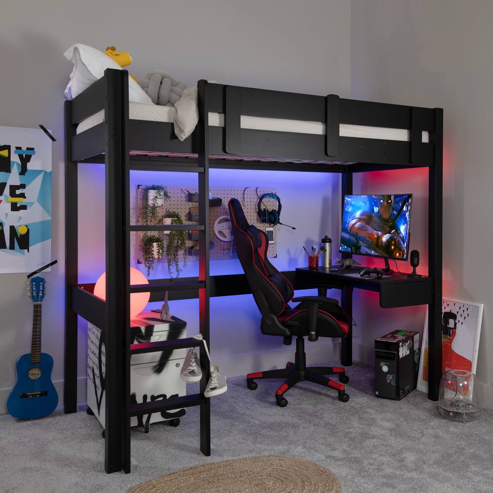 Nöa and Nani Storm Gaming Station High Sleeper Cabin Bed in Black