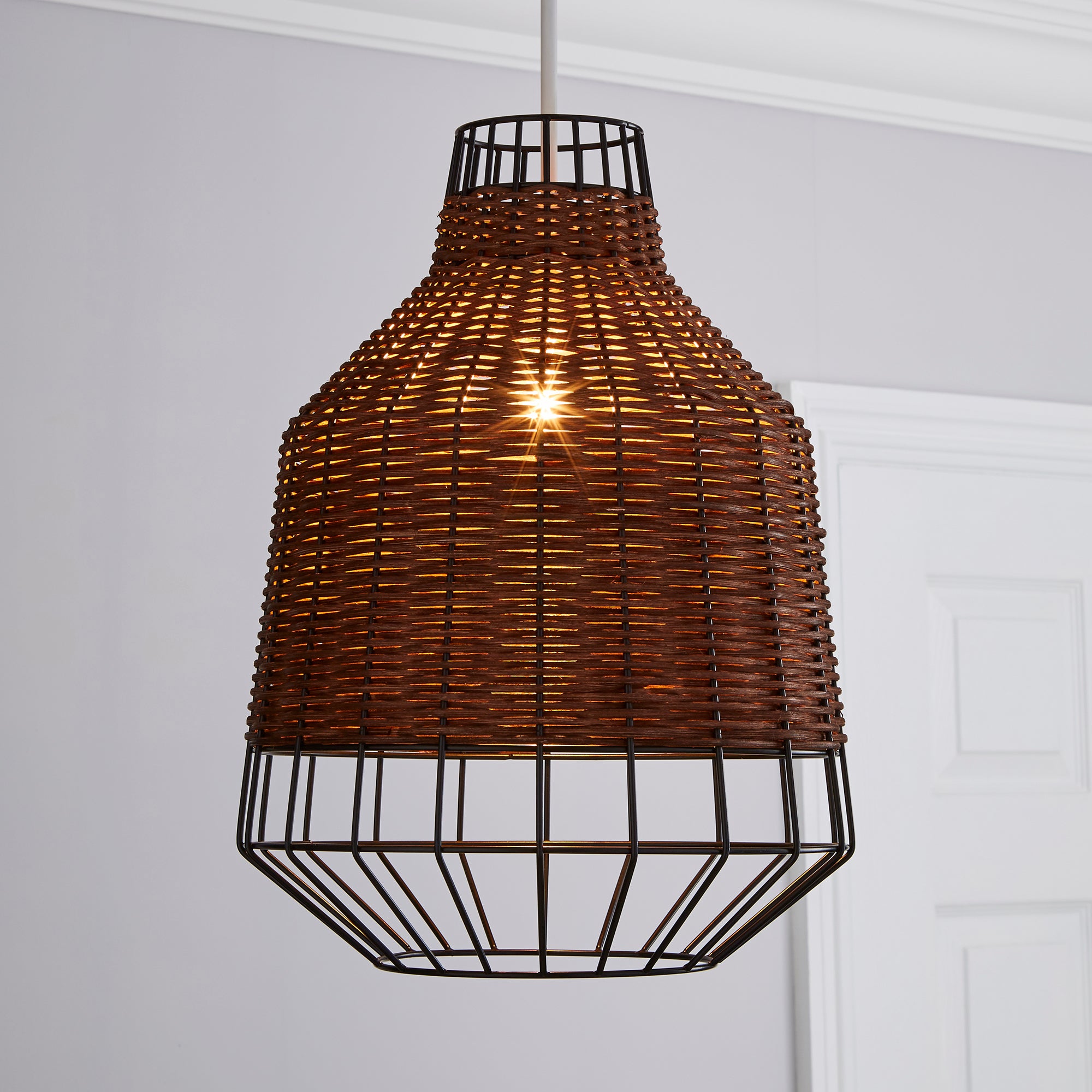 Ohio Dark Rattan Easy Fit Pendant Brown