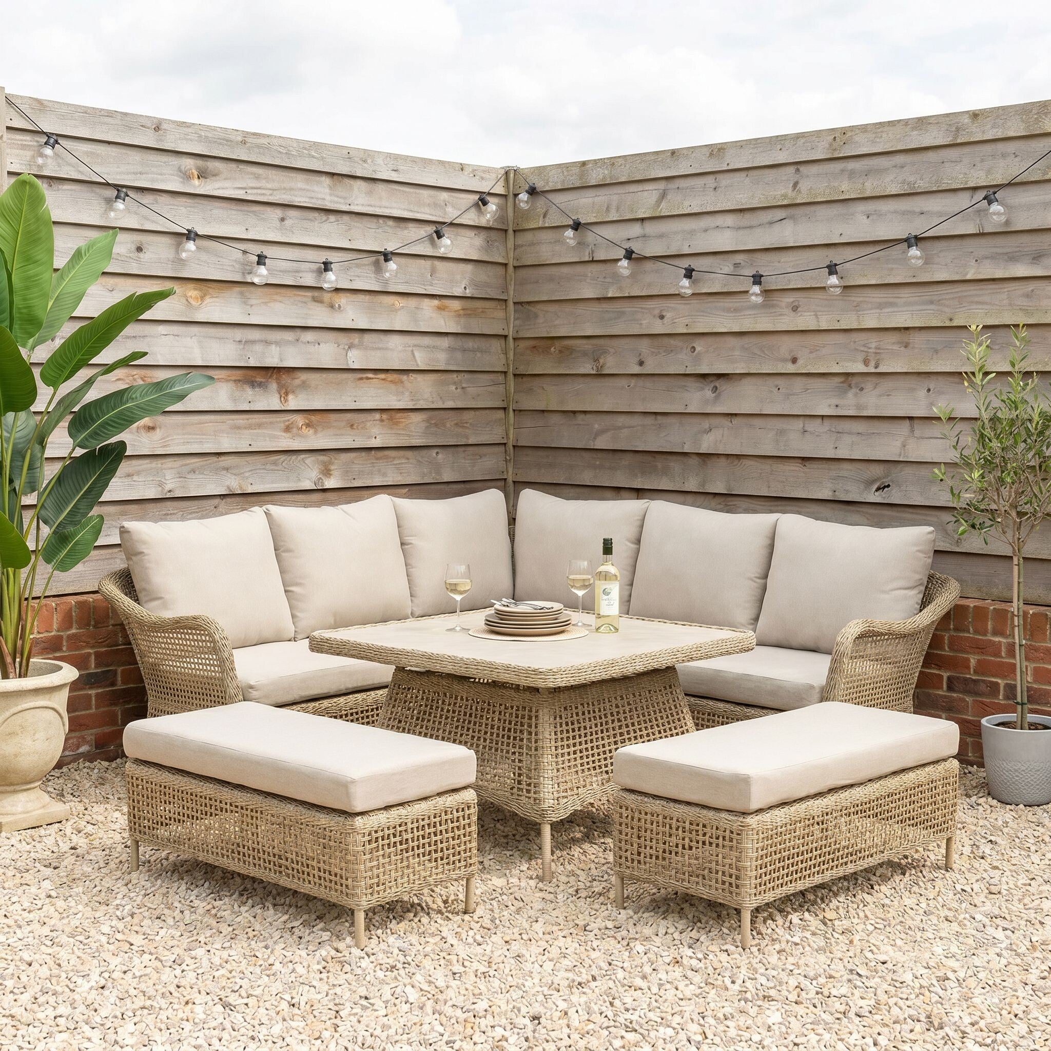 Bellano Casual Corner Dining Set, Rattan, Neutral | Barker & Stonehouse