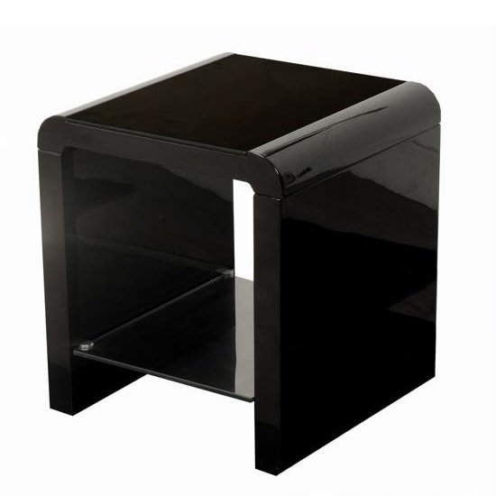 Norset Modern End Table Square In Black Gloss