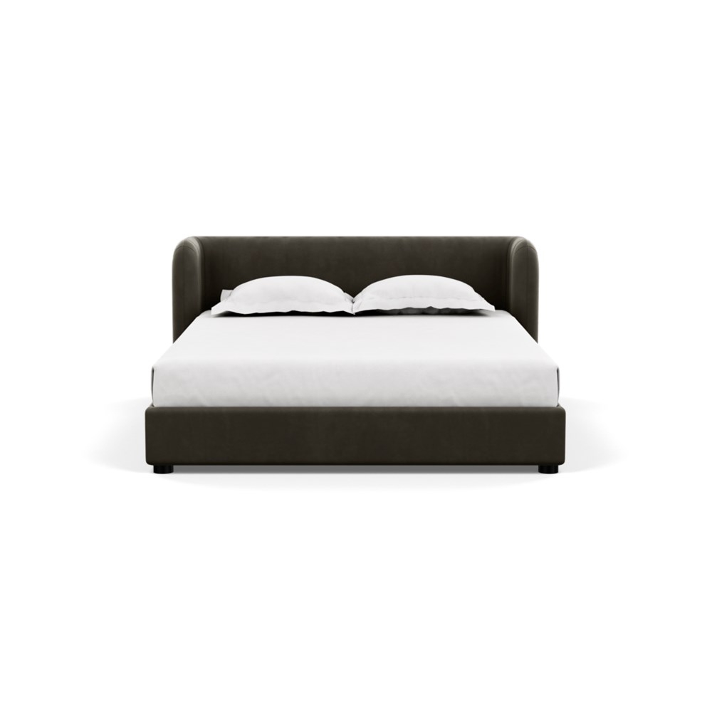 Heal's Group Bed King Velvet Charcoal