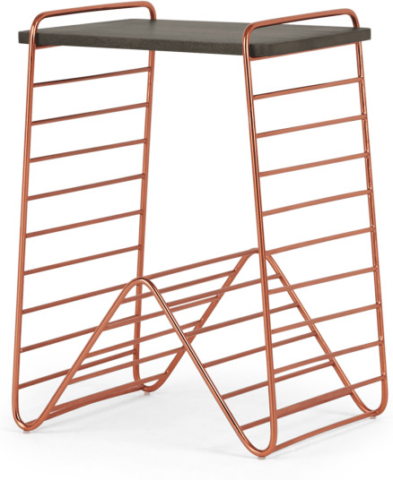 Dena Bedside Table, Copper and Dark Stain Mango 