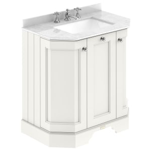 Bayswater Victrion Pointing White Angled Traditional Freestanding Vanity Unit & White Marble Top Basin - 750mm