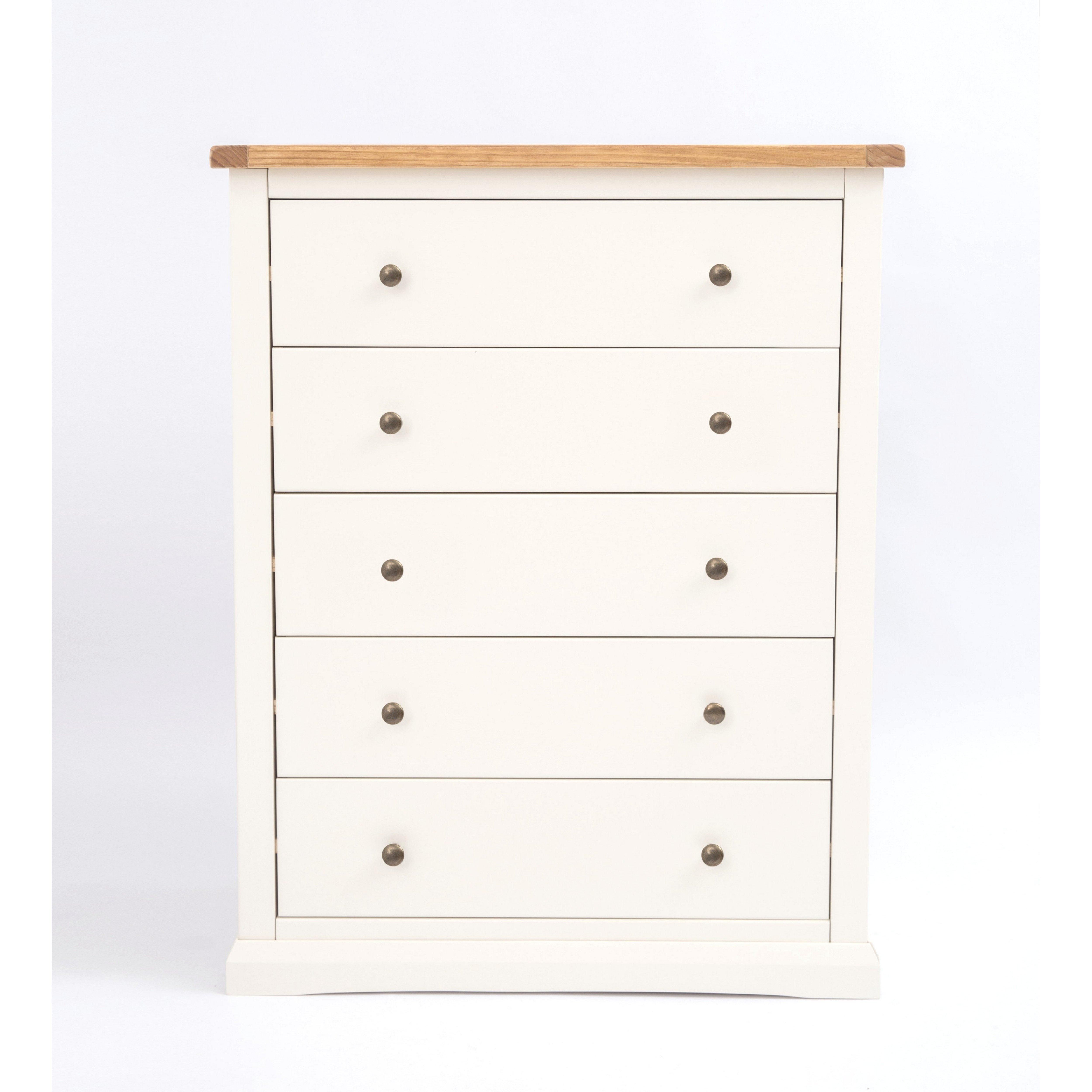 Cabinet Bits Castelli 5 Drawer Chest of Drawers Brass Knob in Off-White