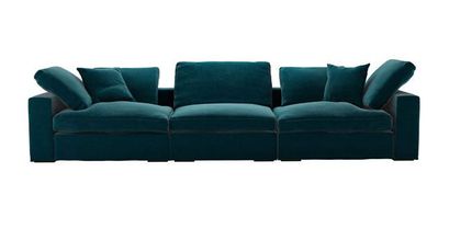 Long Island 3 Seat Sofa in Deep Turquoise Cotton Matt Velvet - sofa.com