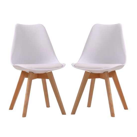 Louvre White Finish Dining Chairs In Pair
