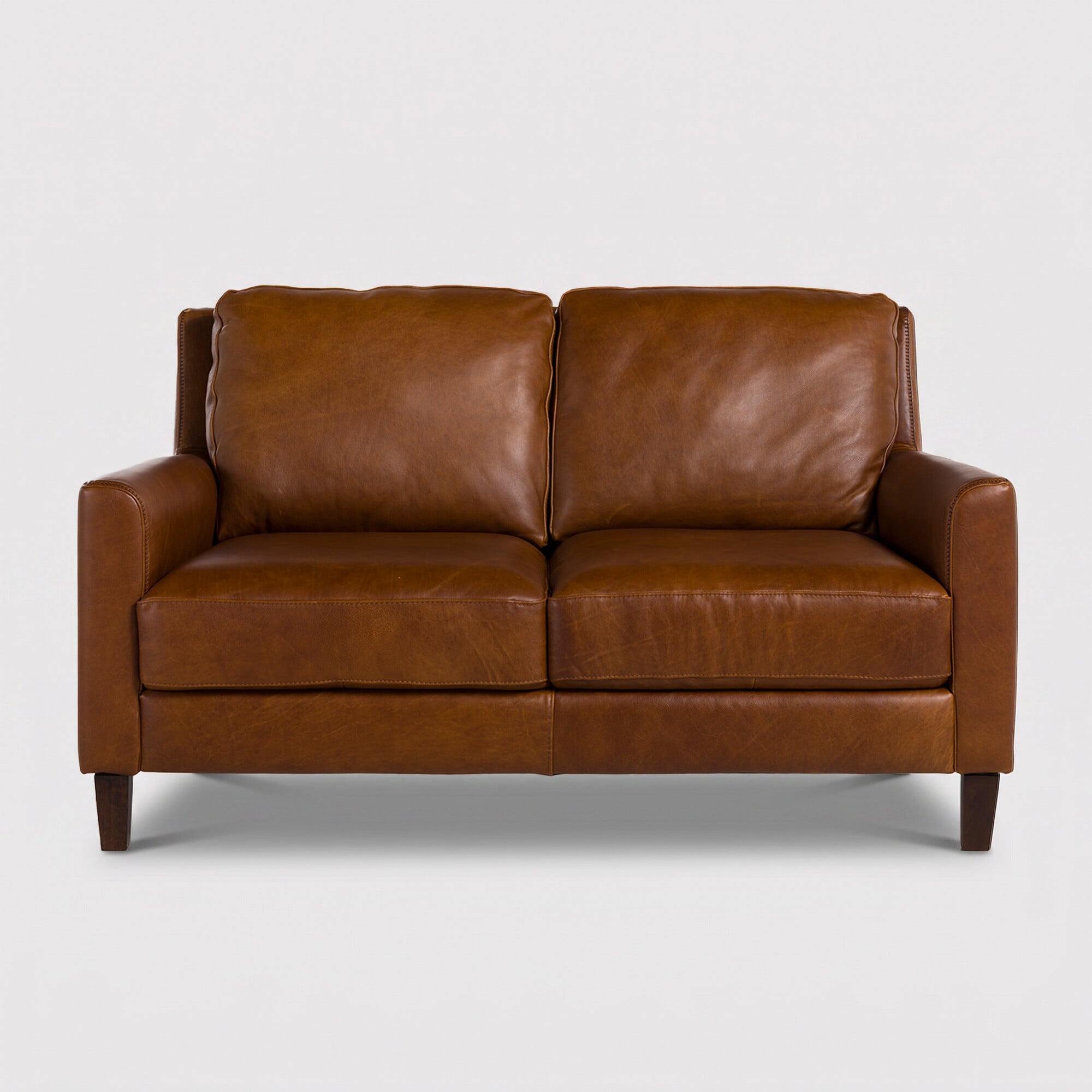 Albard Loveseat Sofa, Brown Leather | Barker & Stonehouse