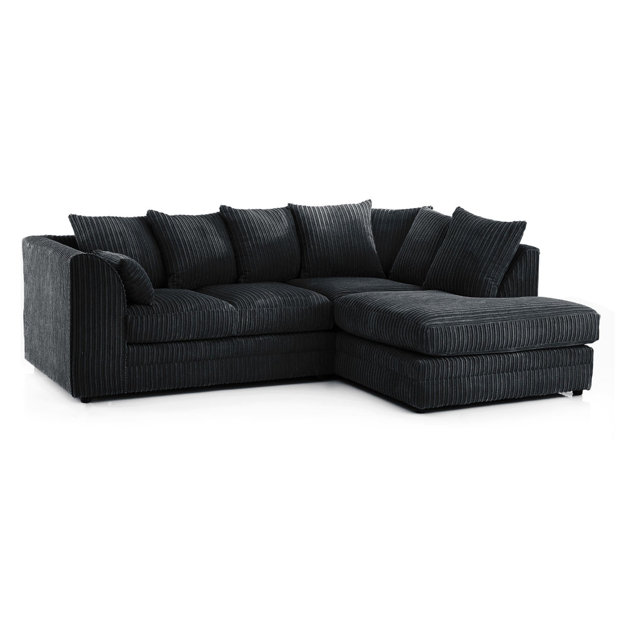 Chicago Jumbo Cord Right Hand Corner Sofa Black