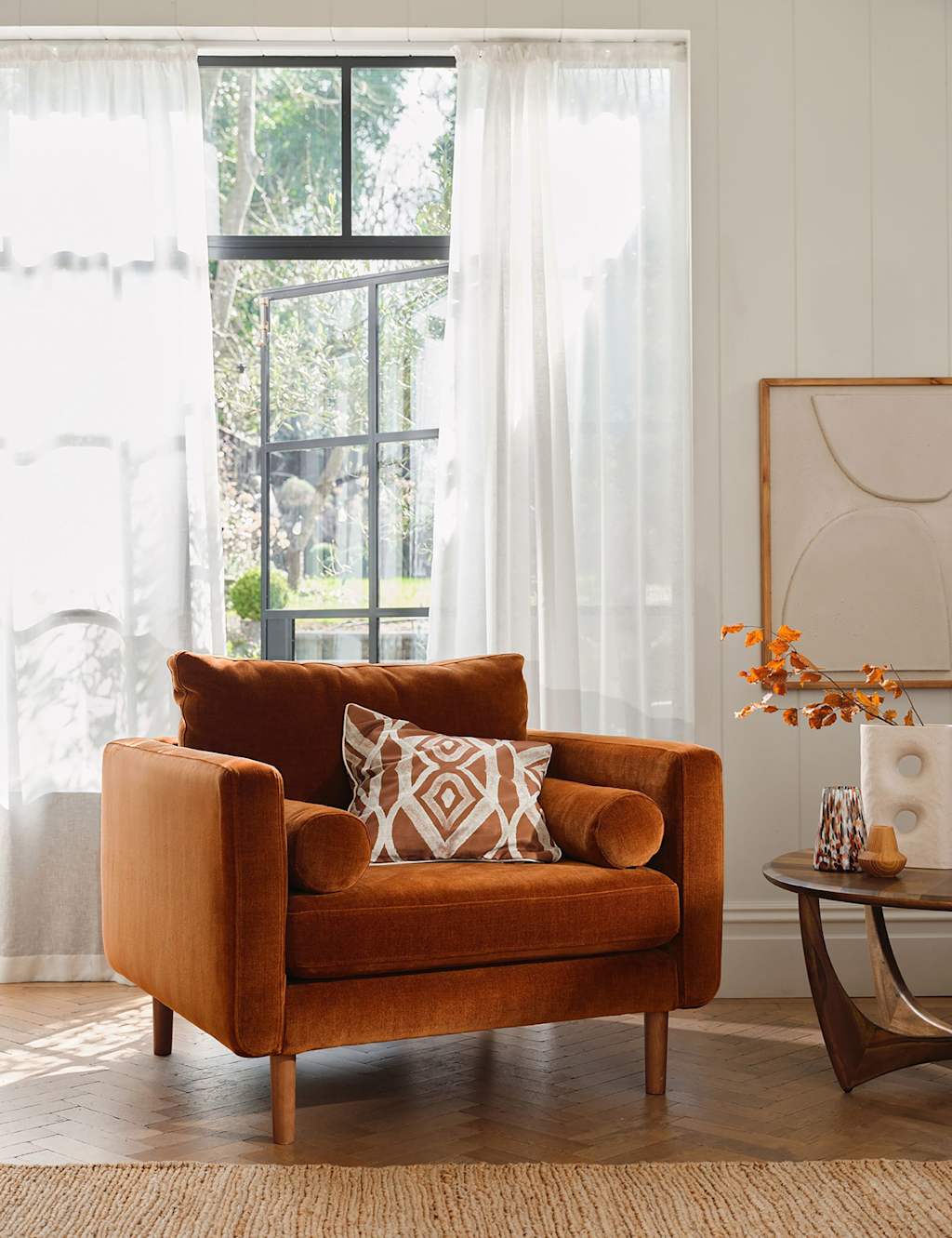 BARKER AND STONEHOUSE Moore Chenille Snuggle Chair Orange