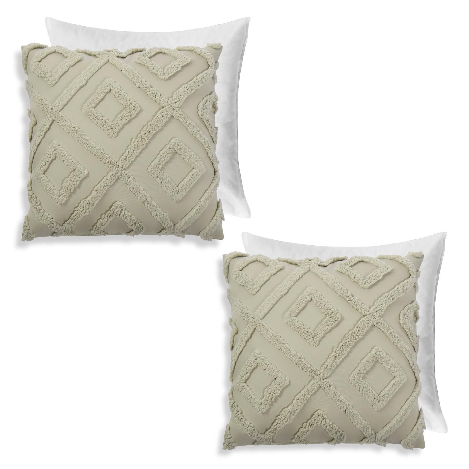 OHS 2 Pack Tufted Arch Filled Cushion Cover in Green