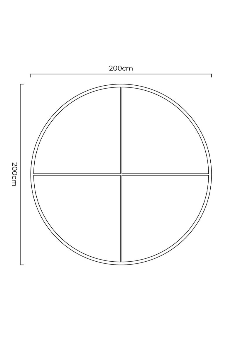 MirrorOutlet Black Large Circular Window Metal Wall & Leaner Mirror (200x200cm) 5