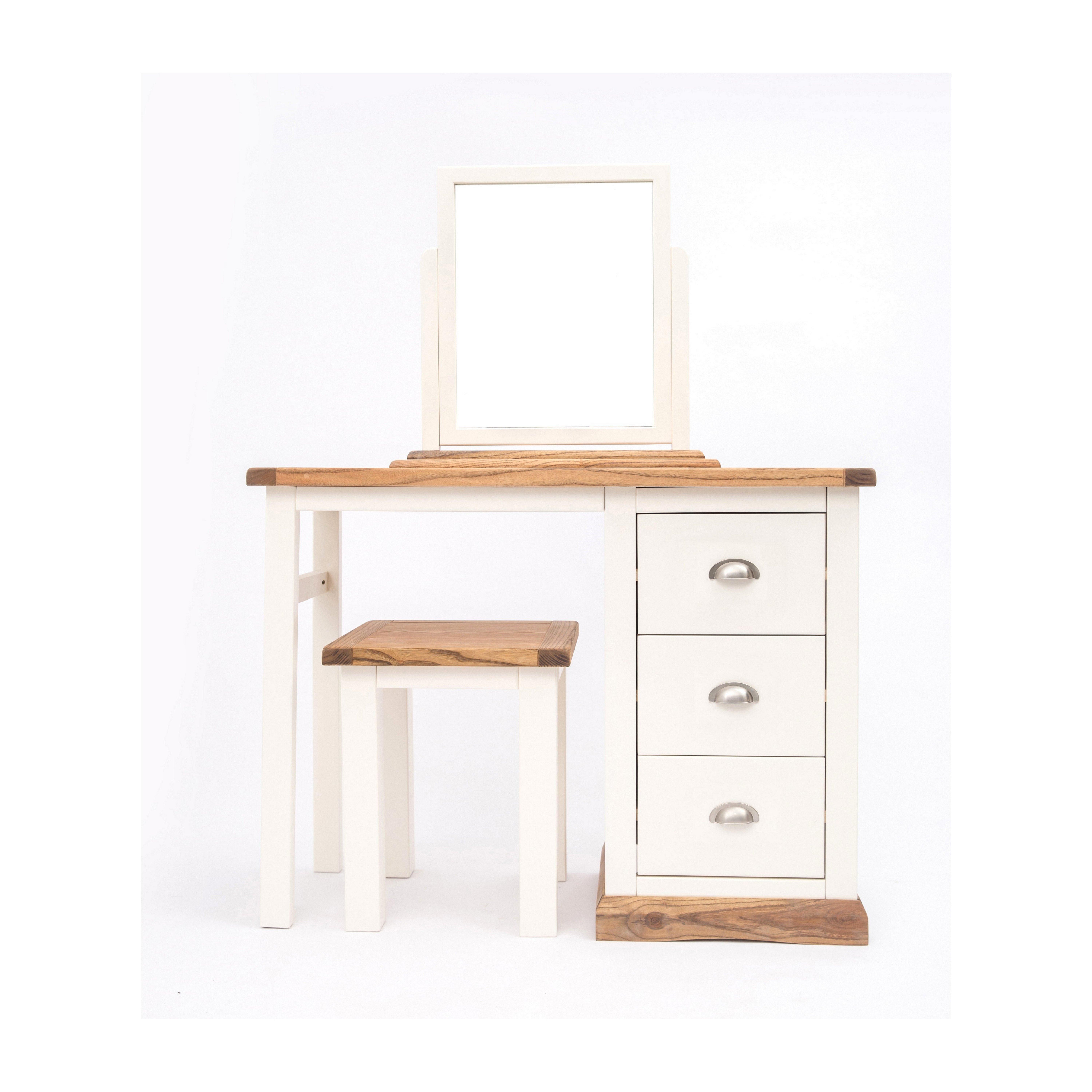 Cabinet Bits Tropea 3 Drawer Dressing Table Set Chrome Cup Handle in Off-White